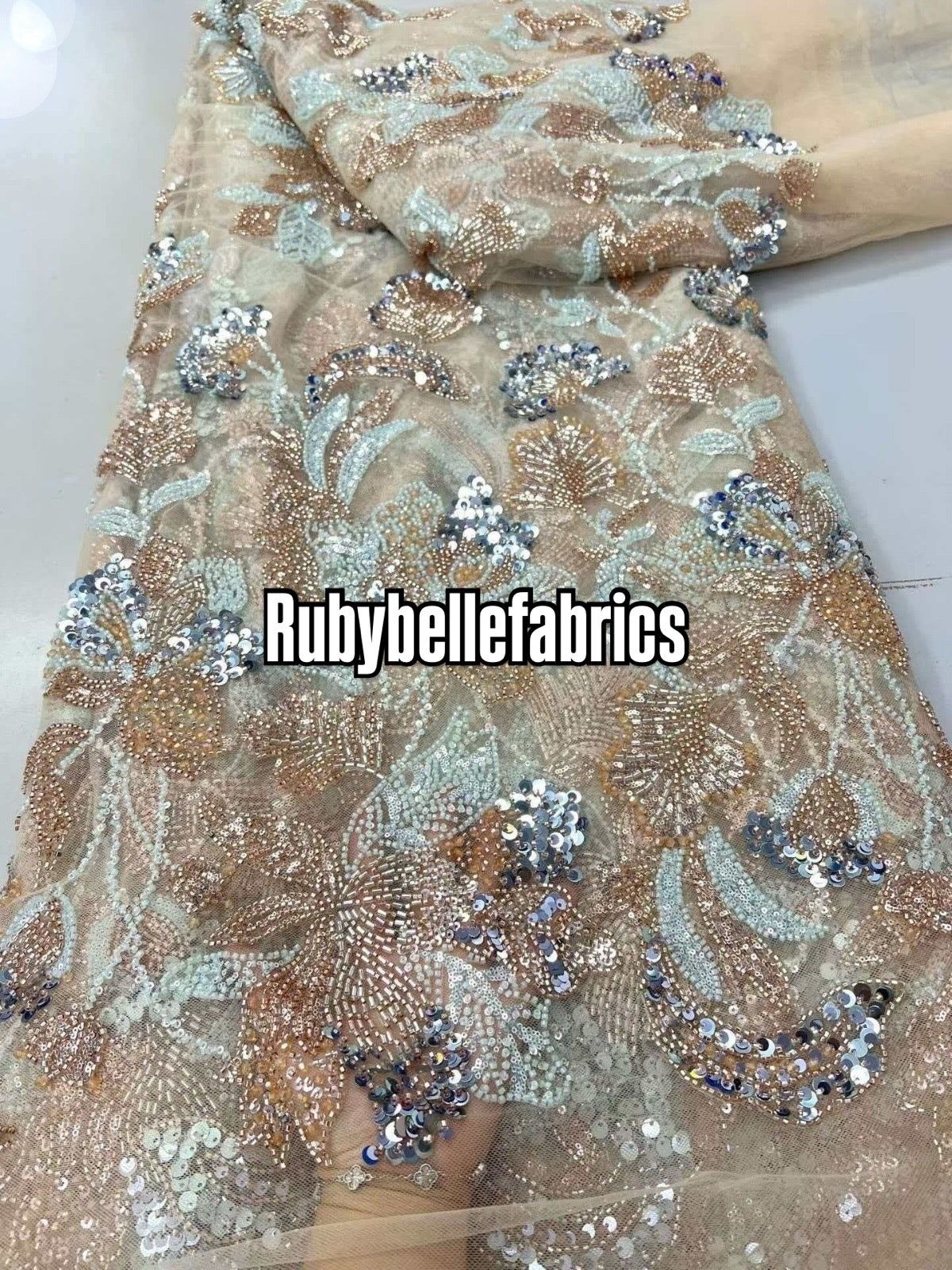 Ladryke Luxury Floral Beaded Fabric