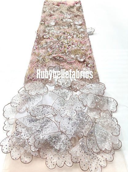 Luxury Sequin 3D Petal Beaded Fabric