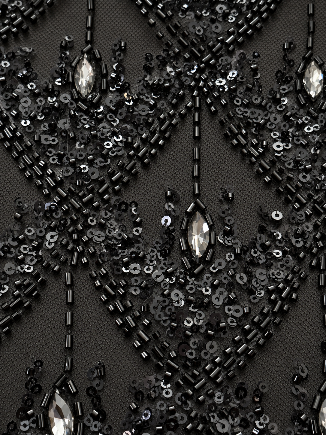 Nuixt Deluxe Luxury Beaded Fabric -Black