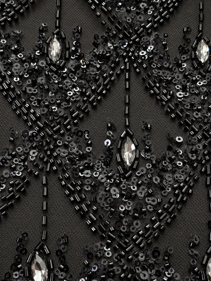 Nuixt Deluxe Luxury Beaded Fabric -Black