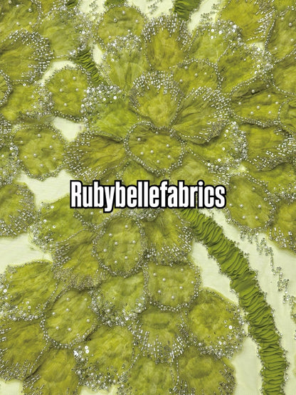 Peruse Beaded Scallop Petal Lace Fabric