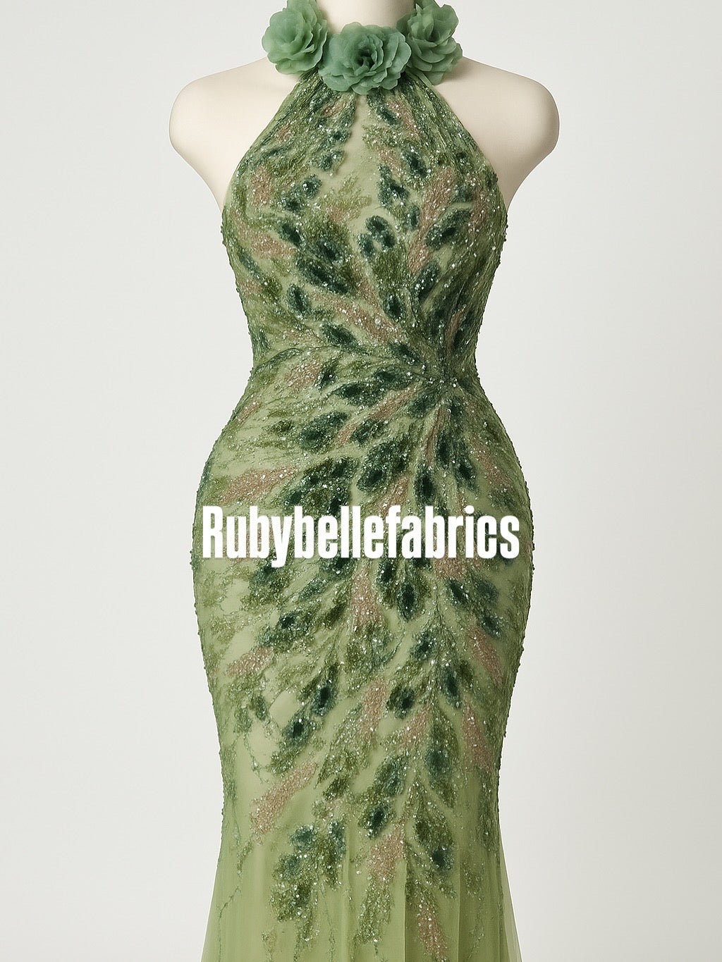 Luxury Feather Pattern Sequin Beaded Lace Fabric