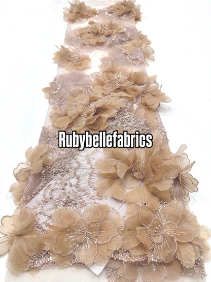 Ories Dekuxe 3D Petal Luxury Beaded Fabric