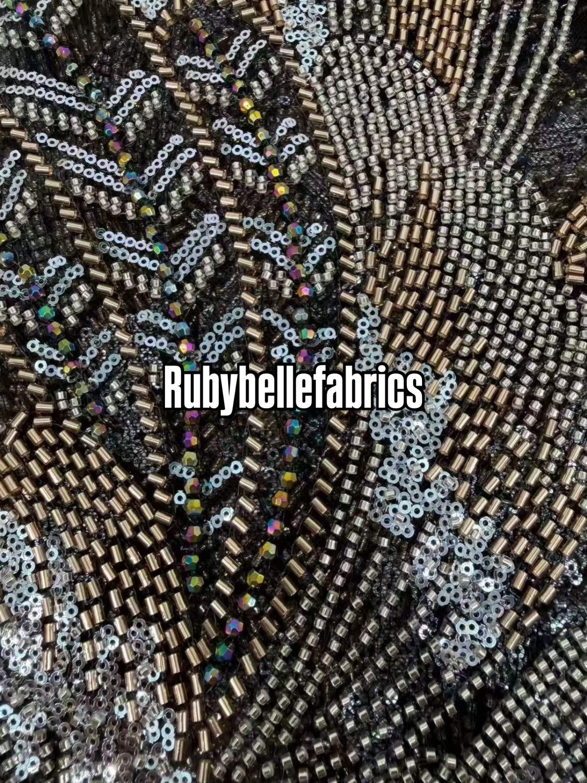 Ganic Luxury Floral Beaded Tulle Velvet Fabric