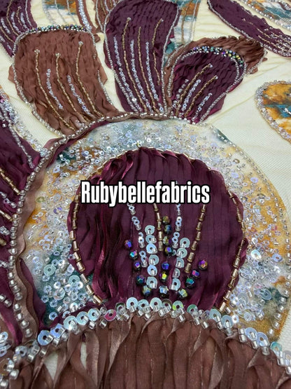 Arger Luxury Floral Beaded Sequin Fabric