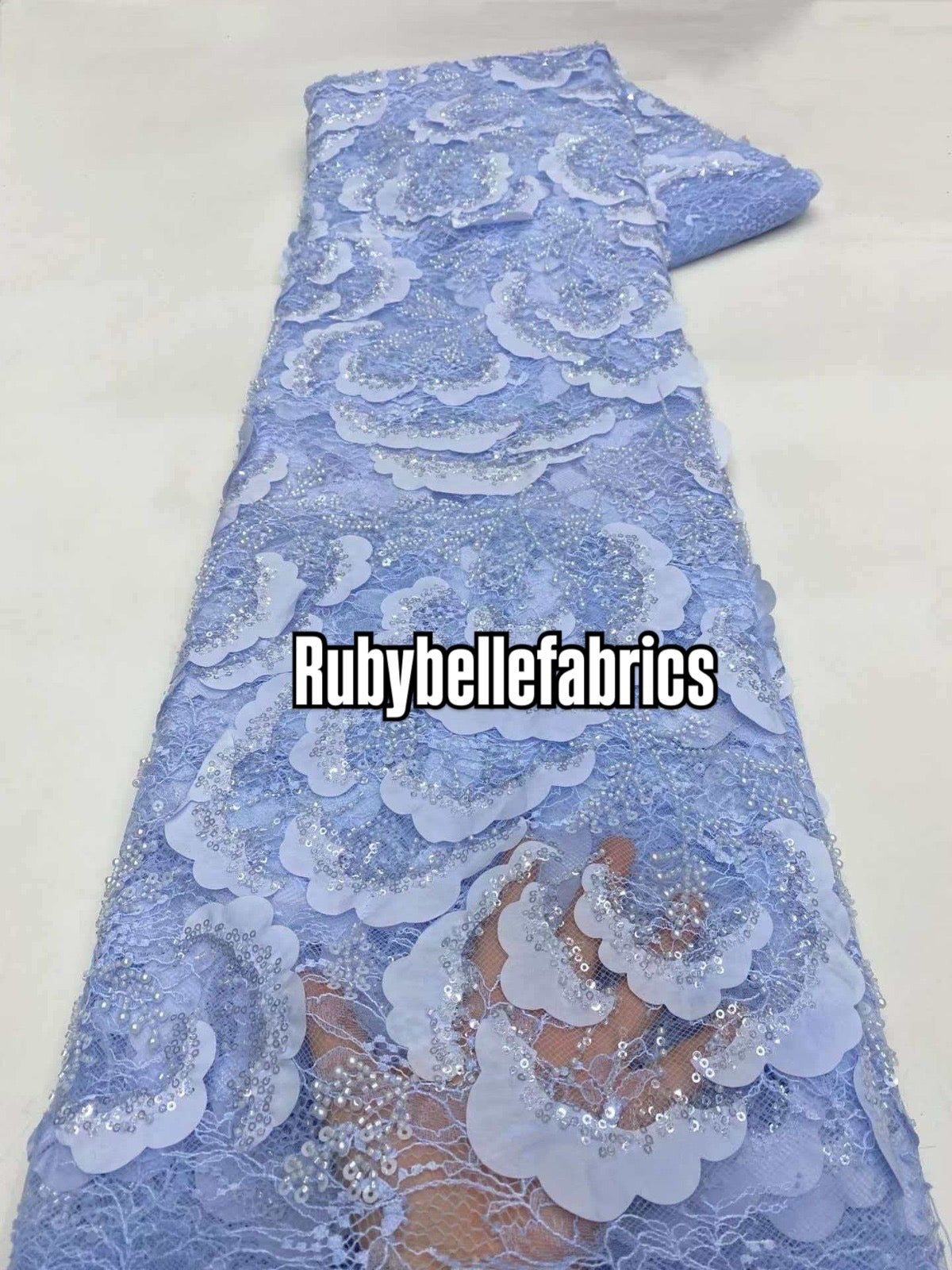 Tross 3D Floral Sequin beaded Net Fabric