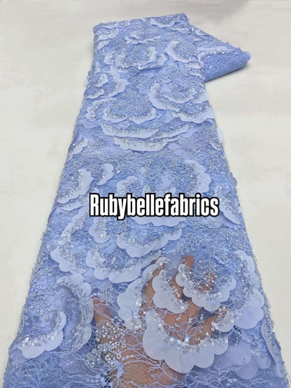 Tross 3D Floral Sequin beaded Net Fabric