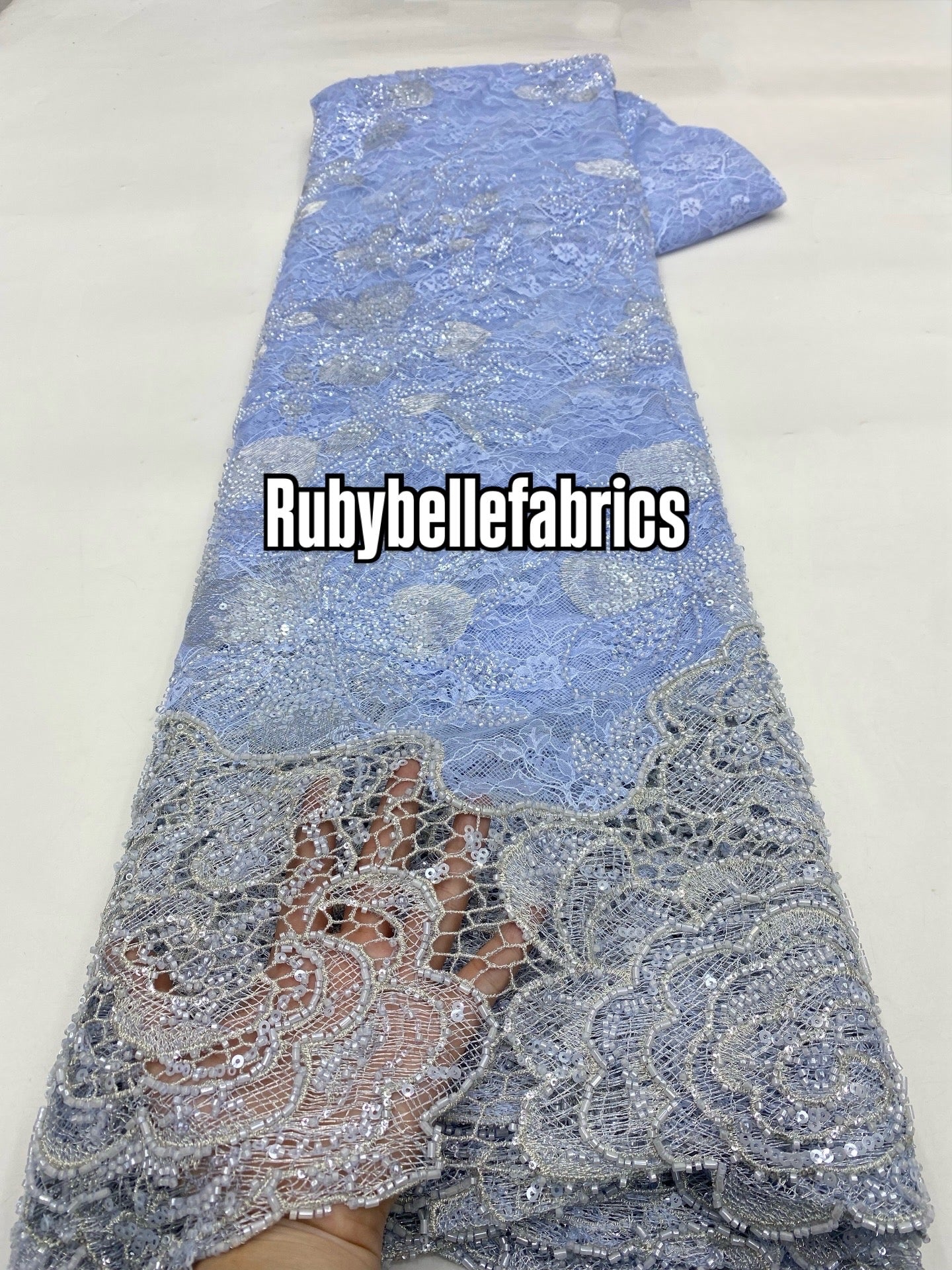 Etton Beaded Scallop Egde Lace Fabric