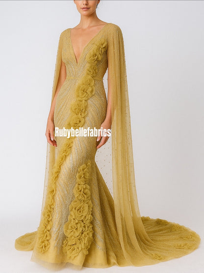 Urkey Roses 3D Sequin couture fabric