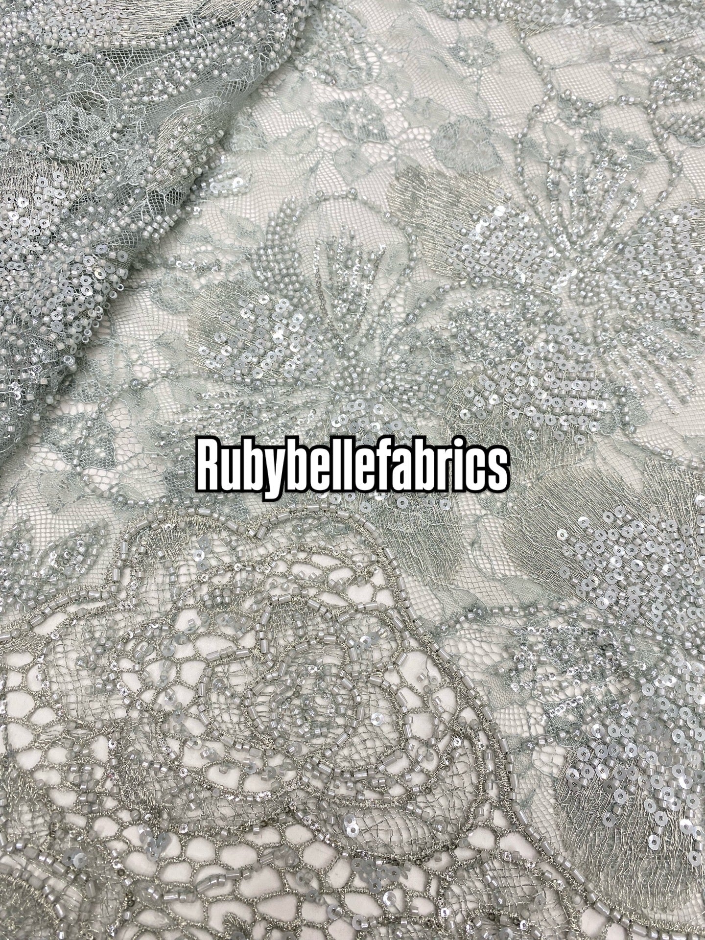 Etton Beaded Scallop Egde Lace Fabric