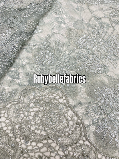 Etton Beaded Scallop Egde Lace Fabric