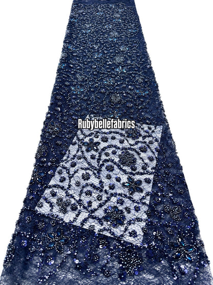 Aprain Luxury 3D Floral Beaded Stone Fabric
