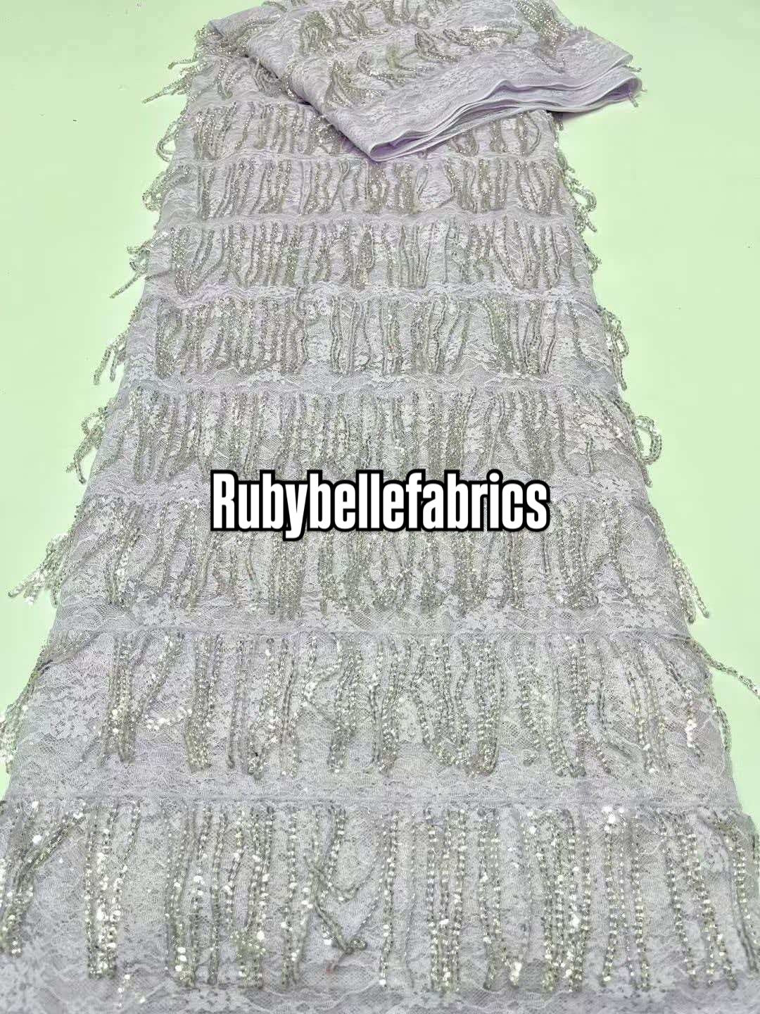Luxury Fringe Pastel Sequin Lace Fabric – Premium Lace Couture Fabric
