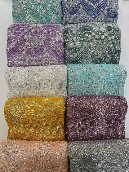 Dexzie Beaded Sequin Lace Fabric