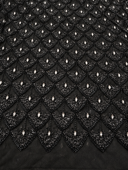 Nuixt Deluxe Luxury Beaded Fabric -Black
