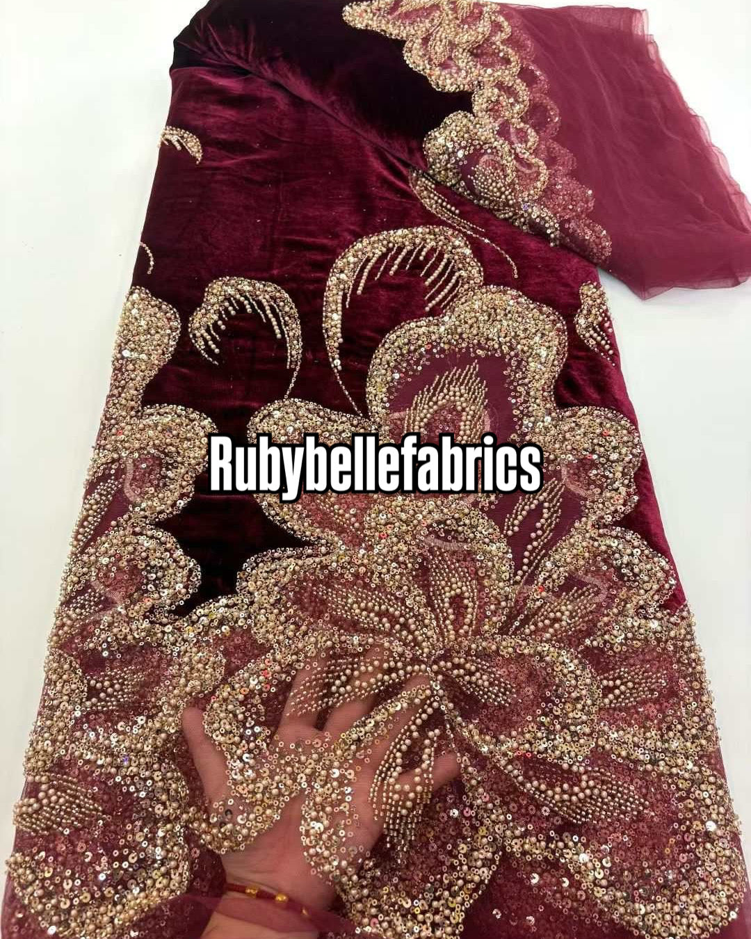 Erson Beaded Velvet Lace Fabric