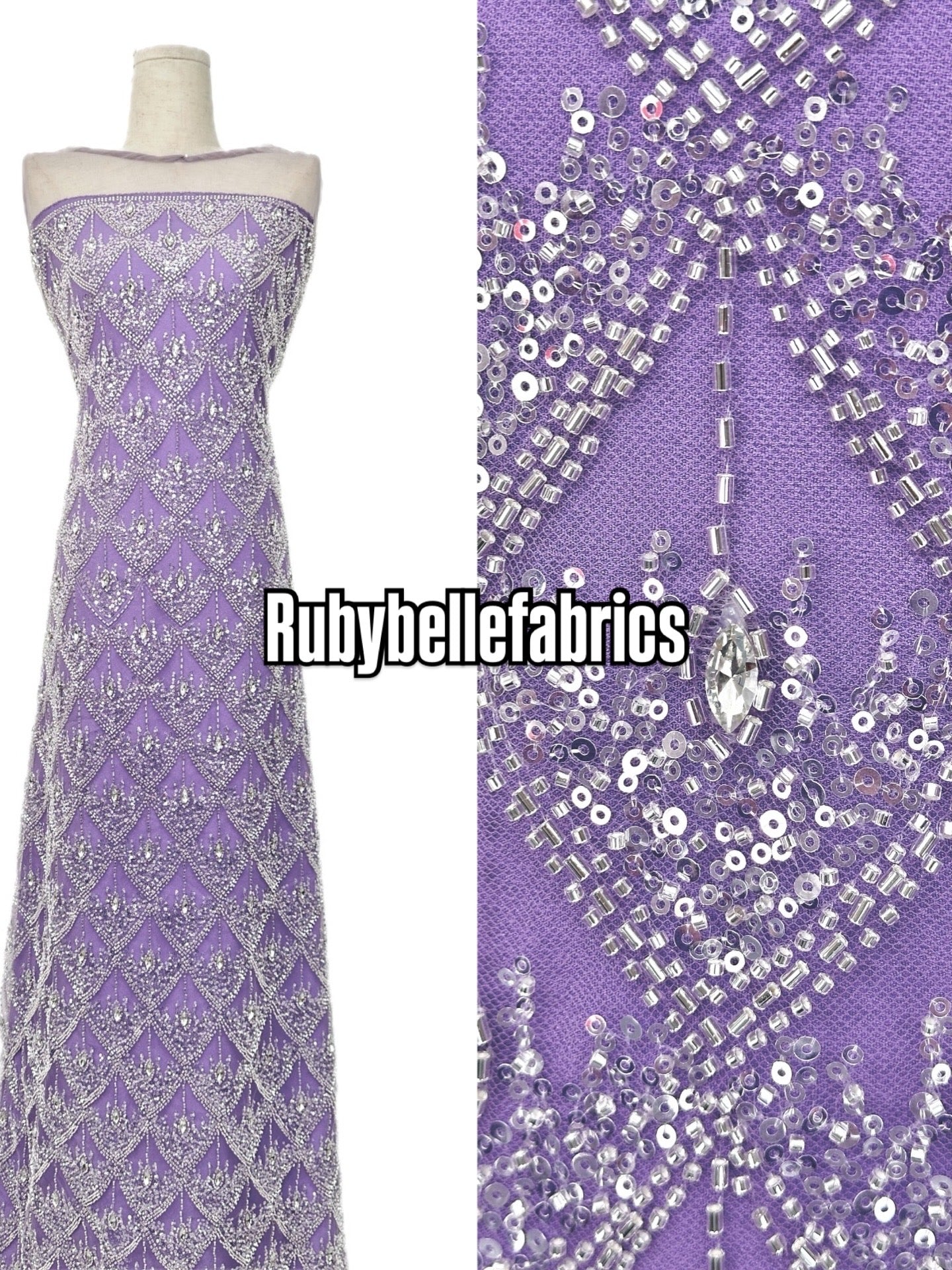 Arey Sparkle Crystal Lace Fabric