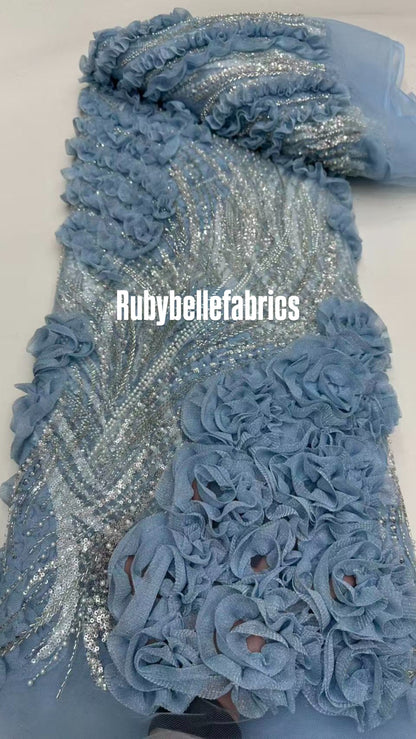 Urkey Roses 3D Sequin couture fabric