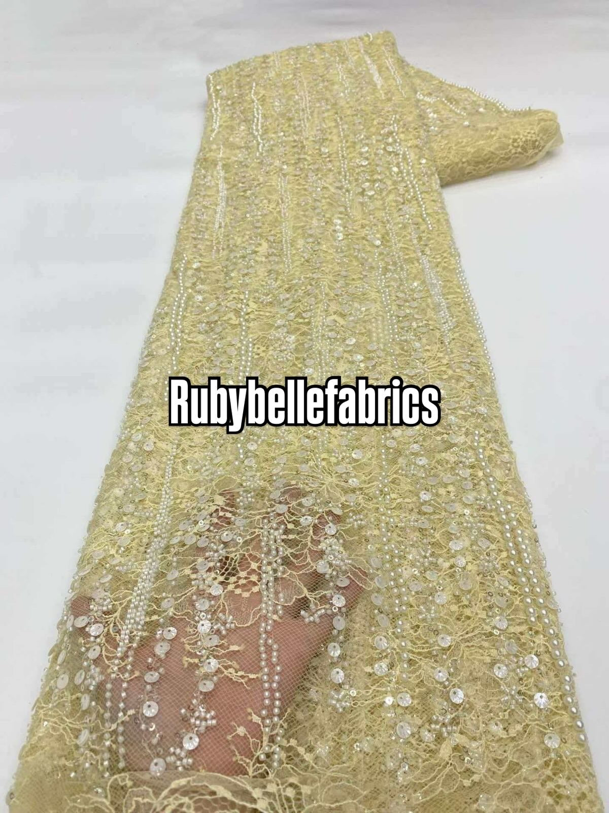 Alonxy Beaded Floral Fabric