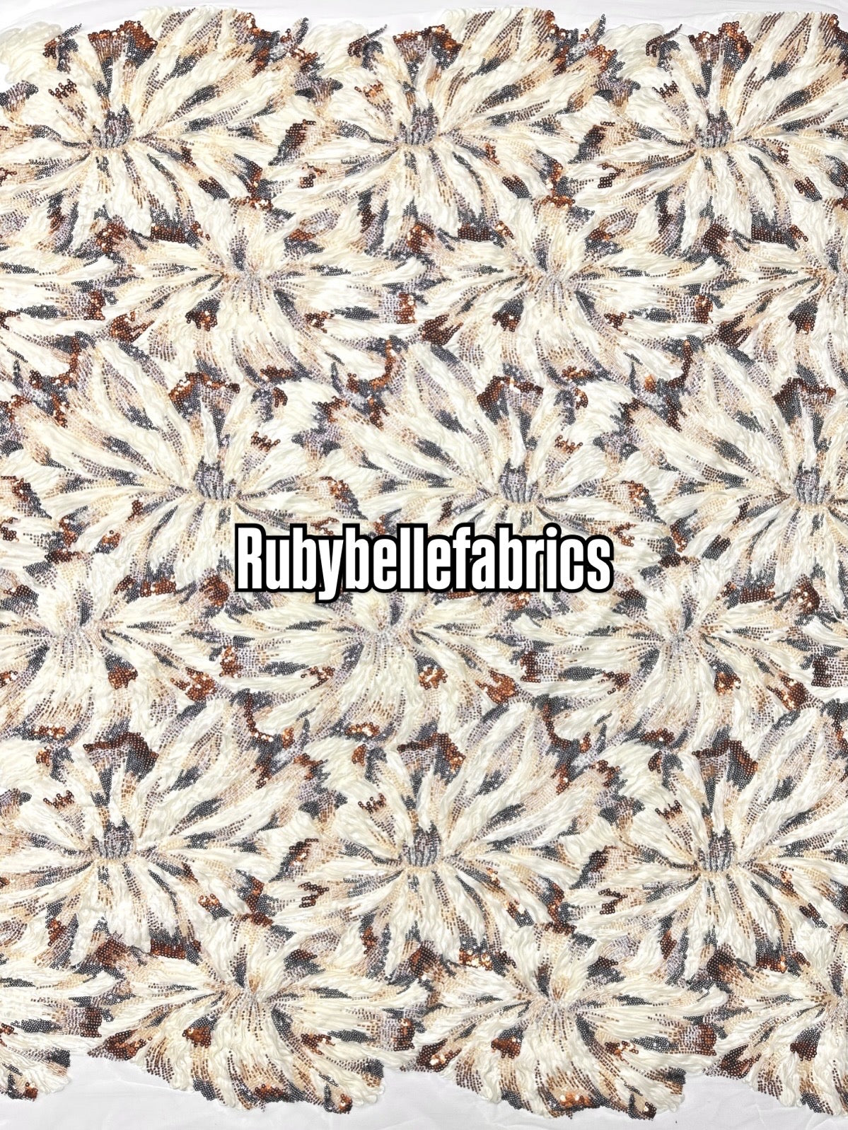 Econd Deluxe Luxury Floral Sequin beaded Fabric