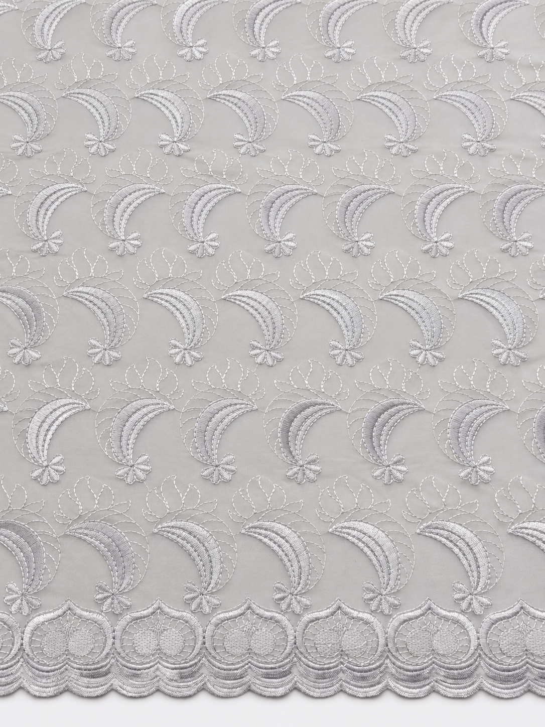 White Embroidered Voile Lace Fabric