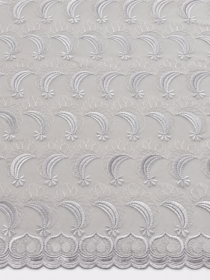 White Embroidered Voile Lace Fabric