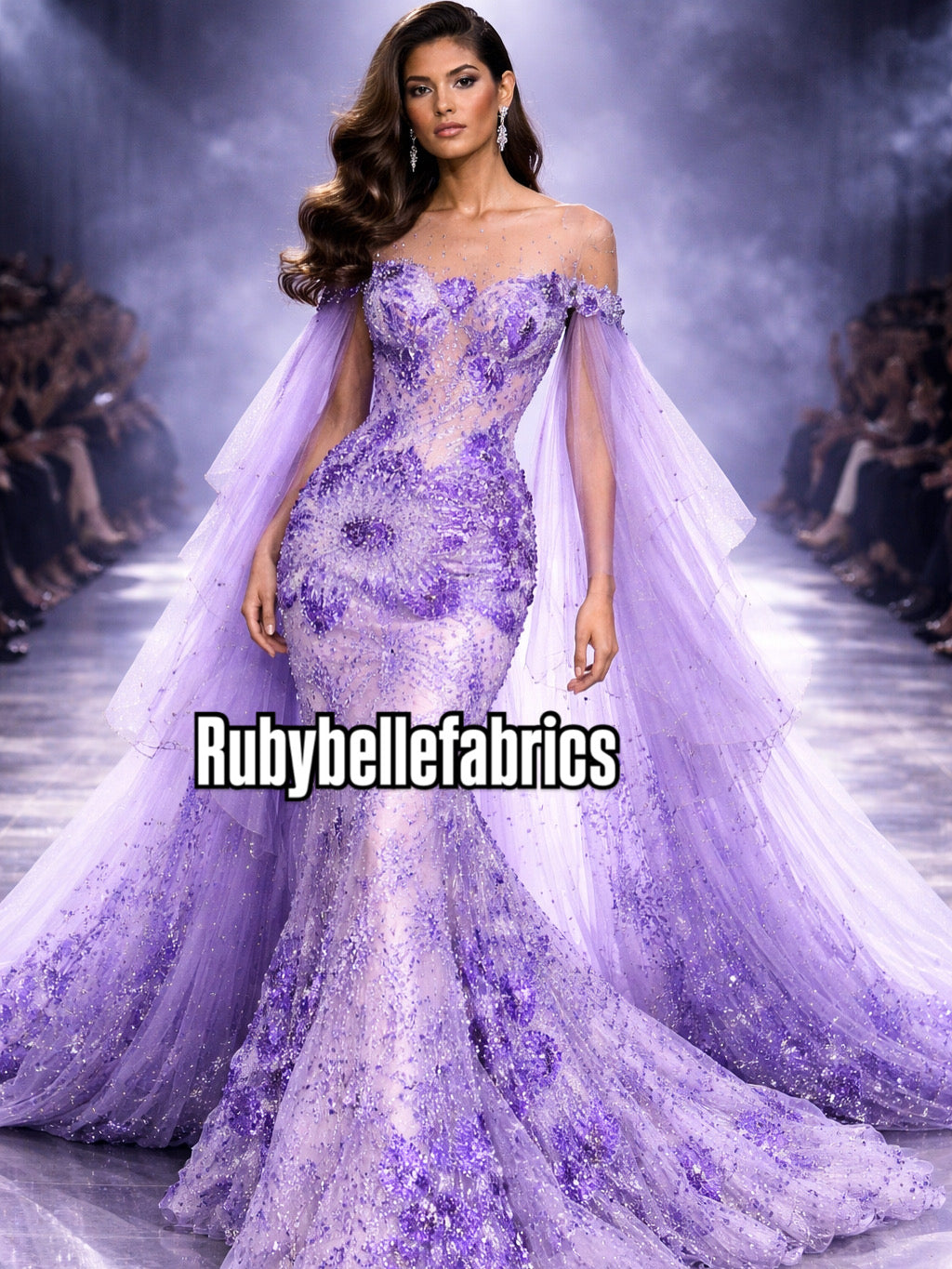 Enat Beaded Petal Sequin Lace Fabric