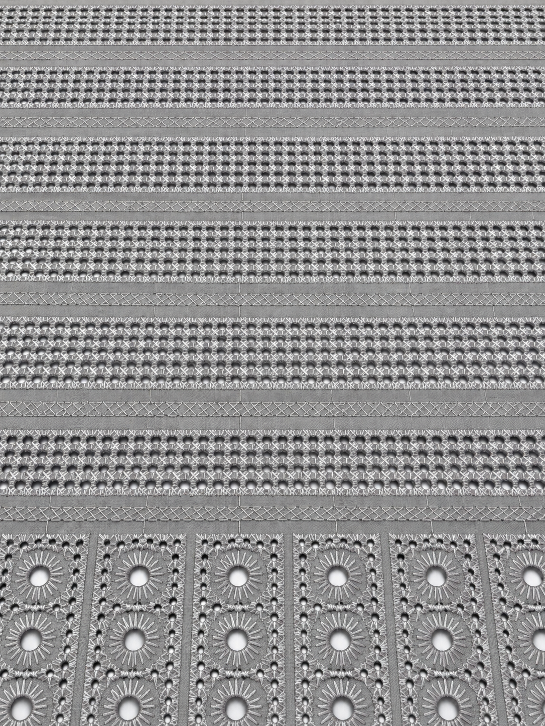 Osint Silver Grey Geometric Eyelet Lace Fabric