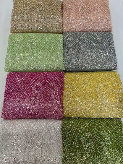 Urora Beaded Sequin Lace Fabric