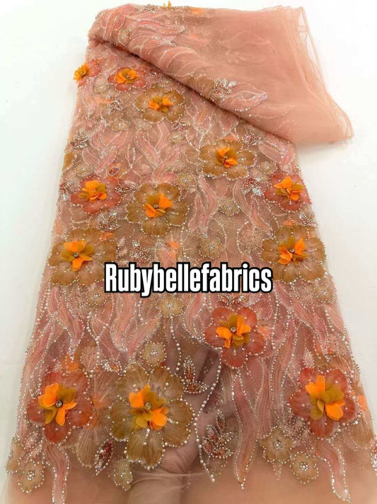 Ulzy Beaded Stoned 3D Luxury Couture Fabric