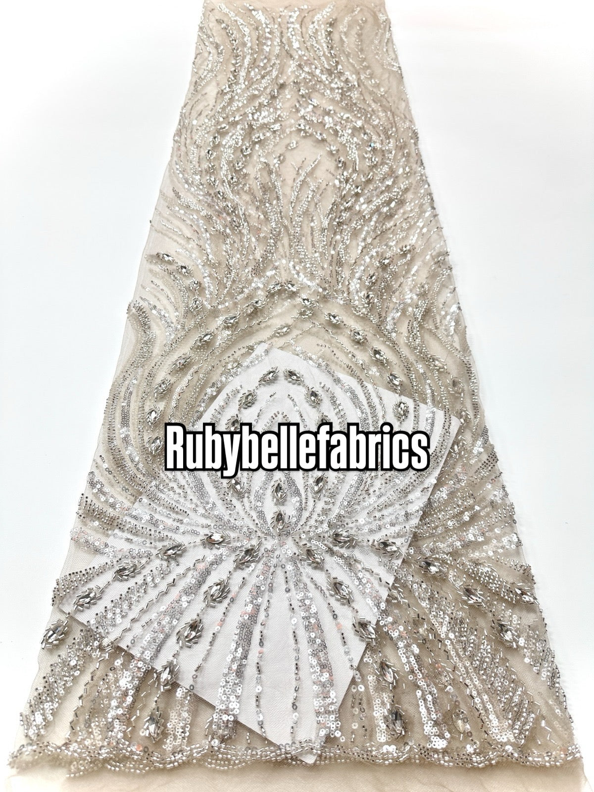 Arquise Crystal Beads Lace Fabric
