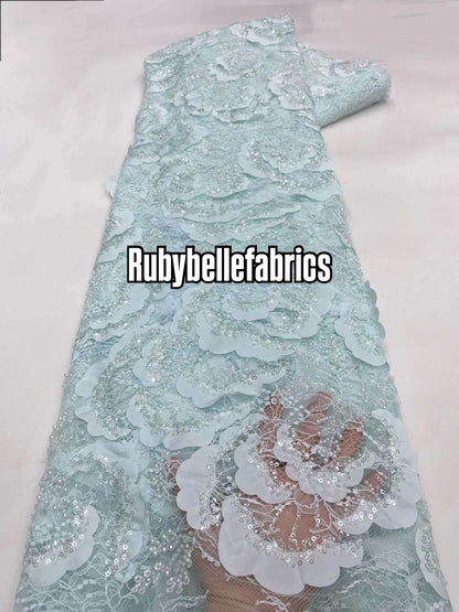 Tross 3D Floral Sequin beaded Net Fabric