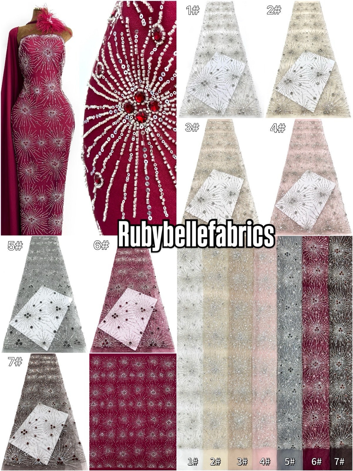 Oney Luxury Sequin Crystal Stones Fabric