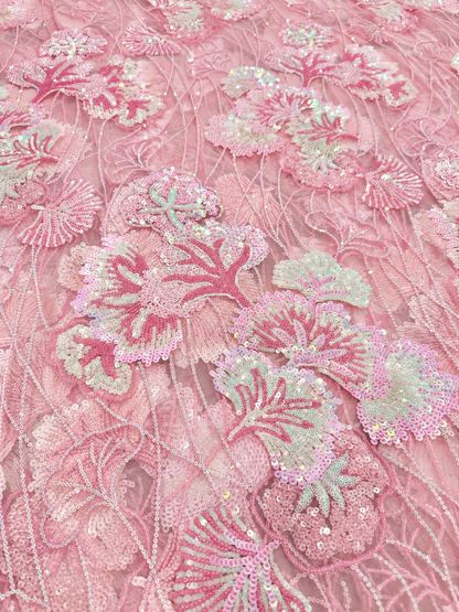 Gizelie French Lace Fabric - Pink