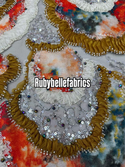 Atia Luxury Floral Beaded Sequin Fabric