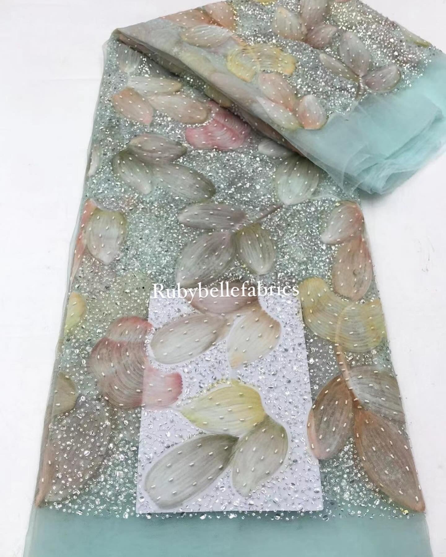 Hezzle Quality Floral Beaded Fabric