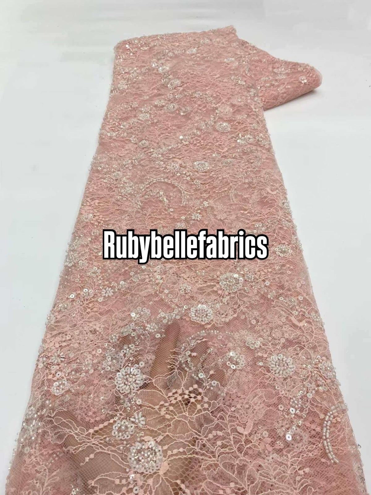 Patia Net Lace Floral Beaded Stone Fabric