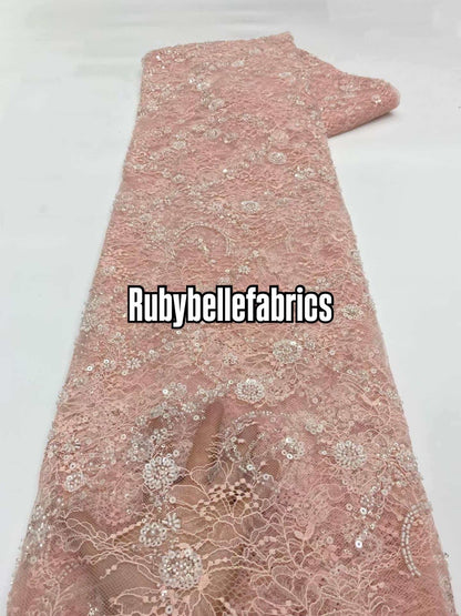 Patia Net Lace Floral Beaded Stone Fabric