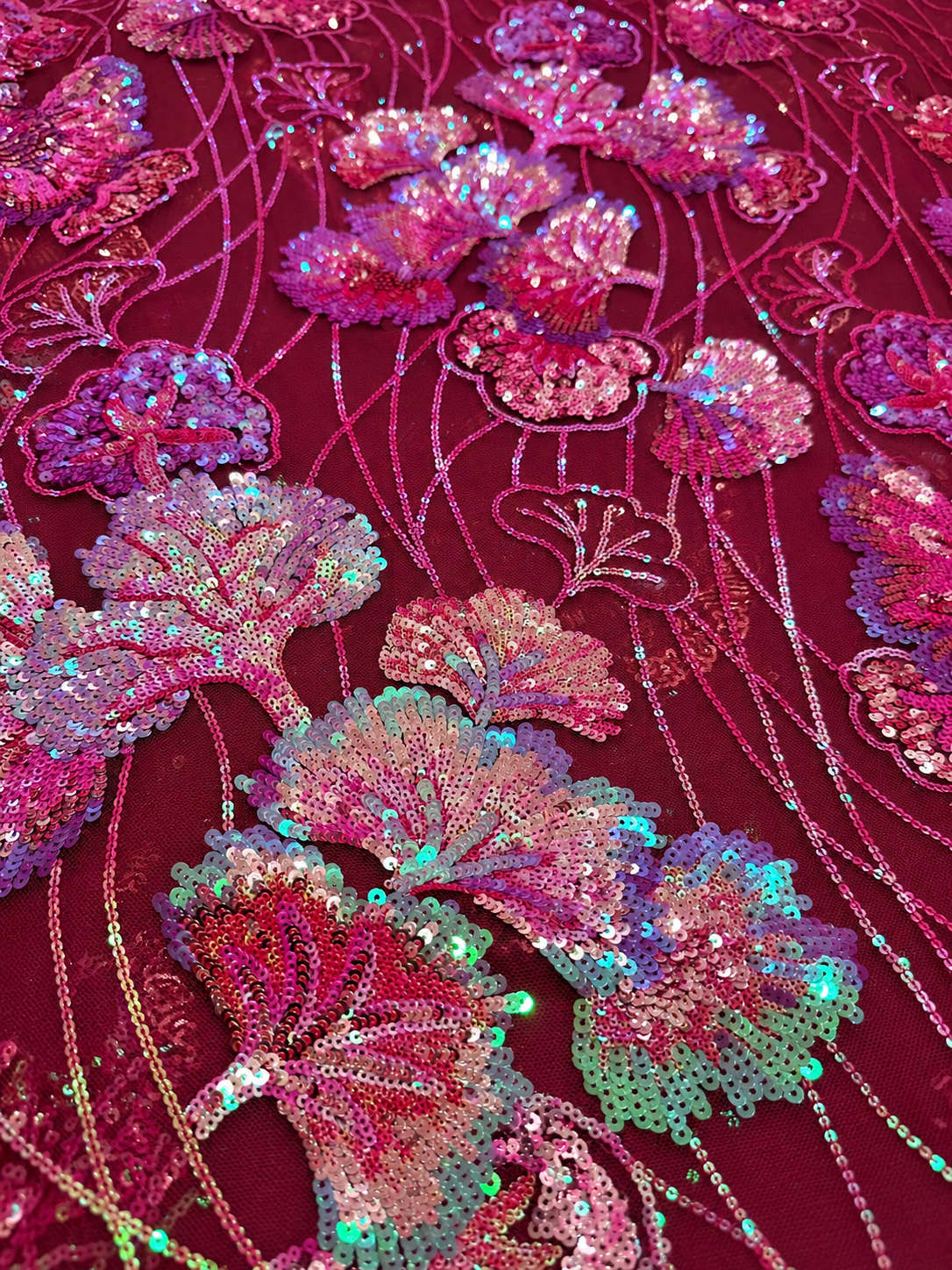Gizelie French Lace Fabric - Burgundy/Deep Wine Magenta
