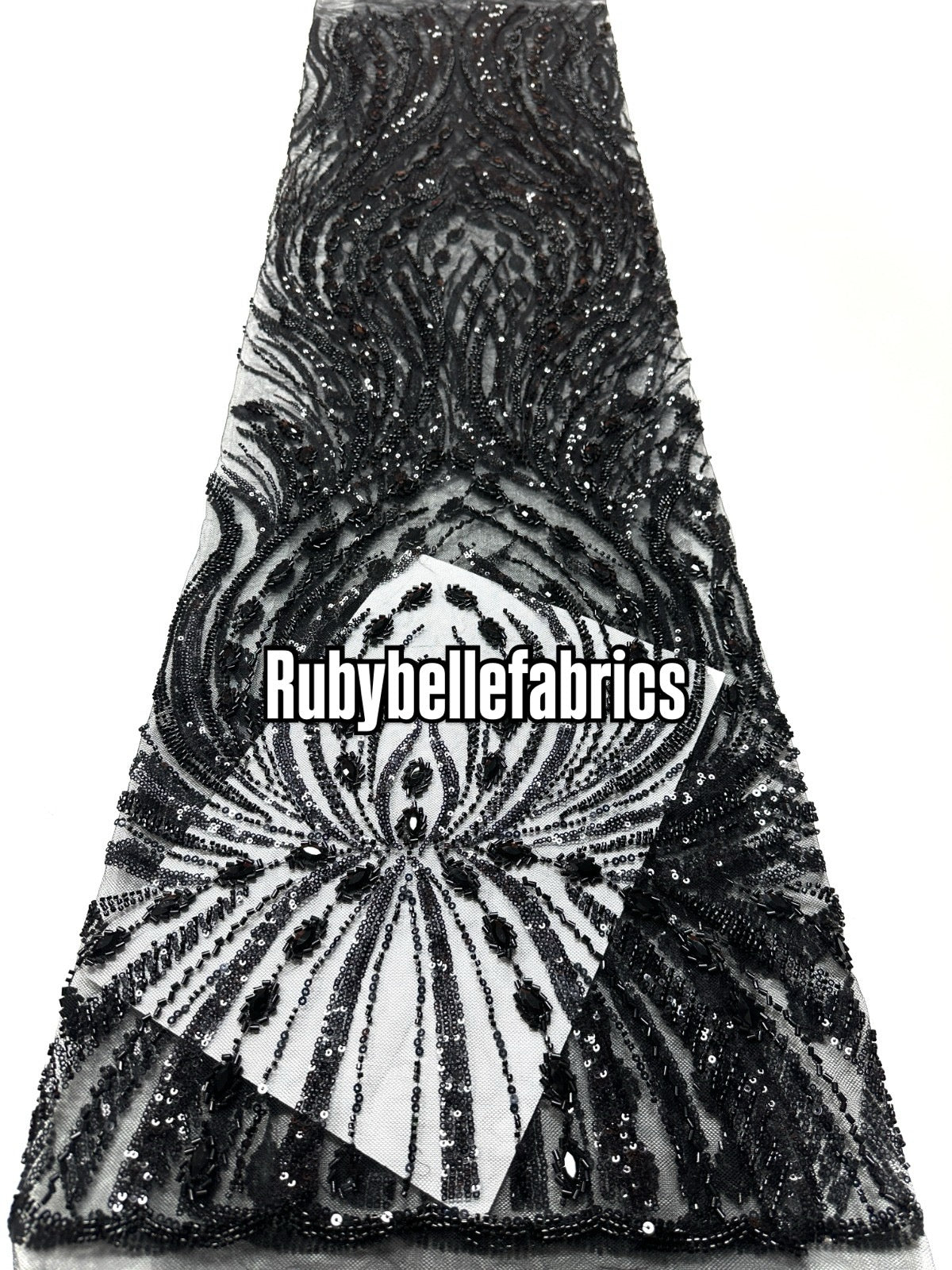 Arquise Crystal Beads Lace Fabric