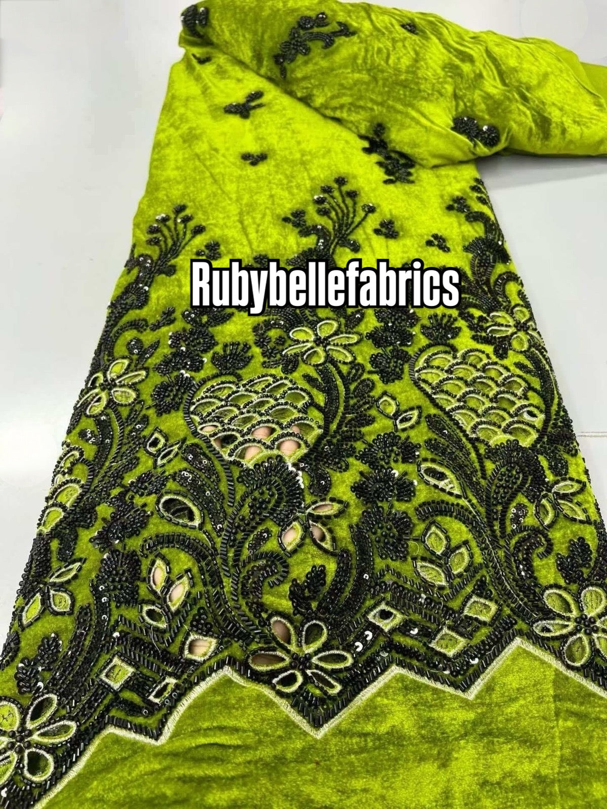 Vanah Luxury Floral Beaded Velvet Fabric