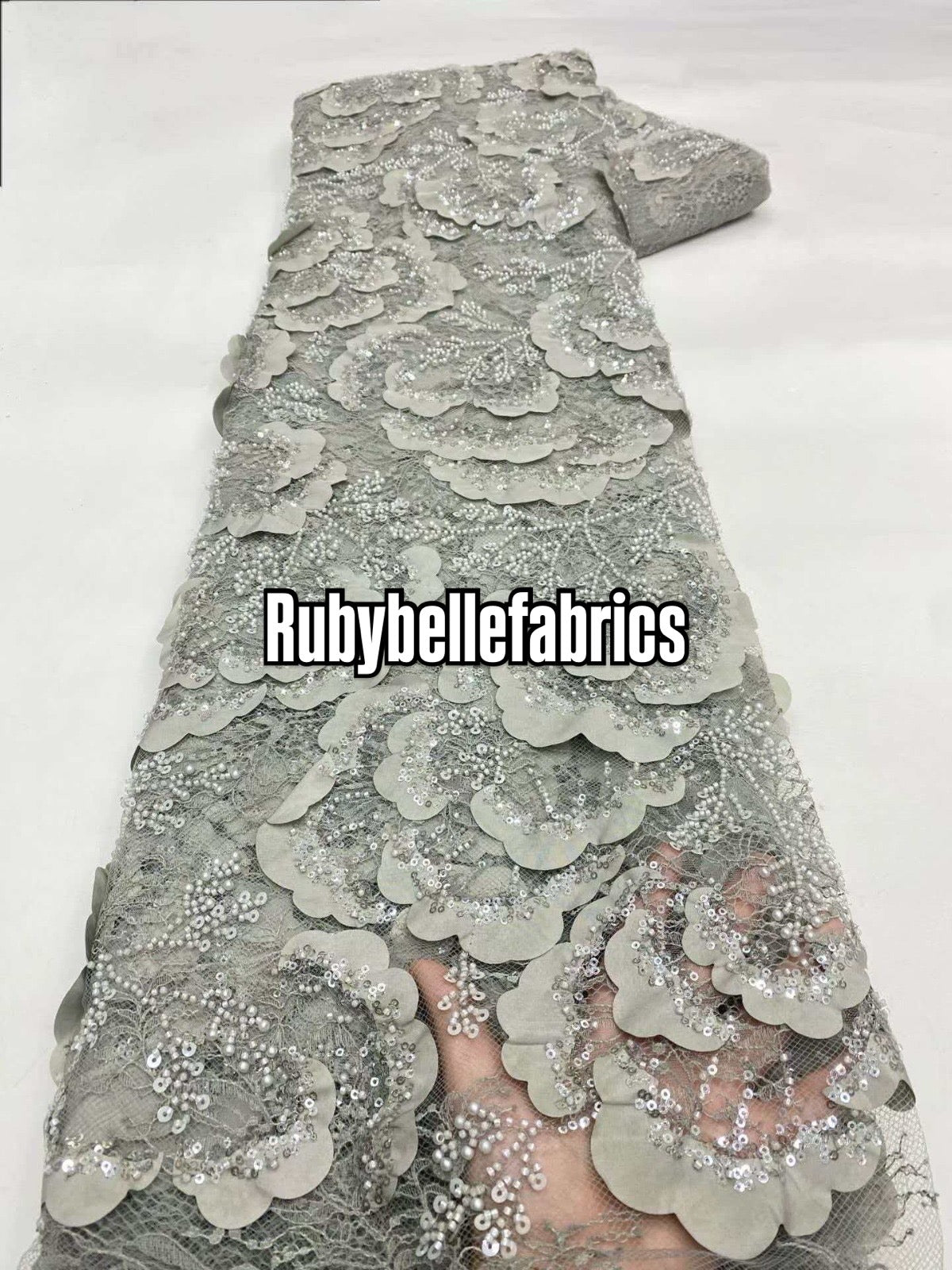 Tross 3D Floral Sequin beaded Net Fabric