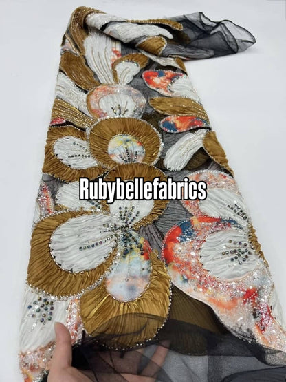 Arger Luxury Floral Beaded Sequin Fabric