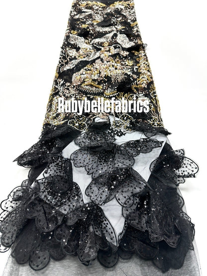 Luxury Sequin 3D Petal Beaded Fabric