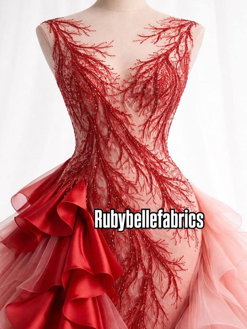 Tela de lentejuelas Olly - Rojo 