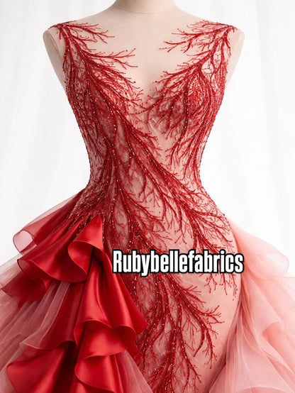 Tela de lentejuelas Olly - Rojo 