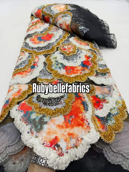 Atia Luxury Floral Beaded Sequin Fabric