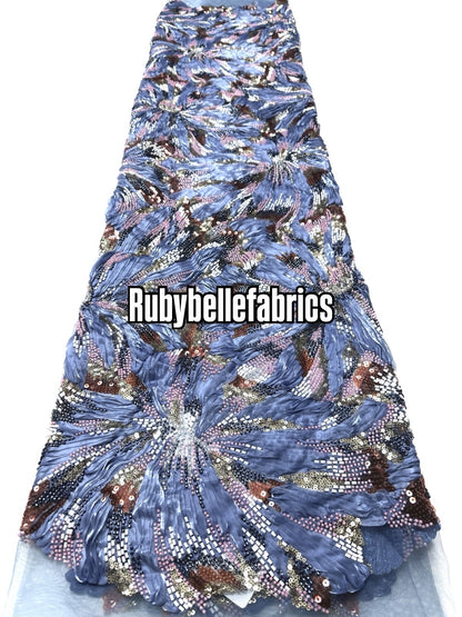 Econd Deluxe Luxury Floral Sequin beaded Fabric