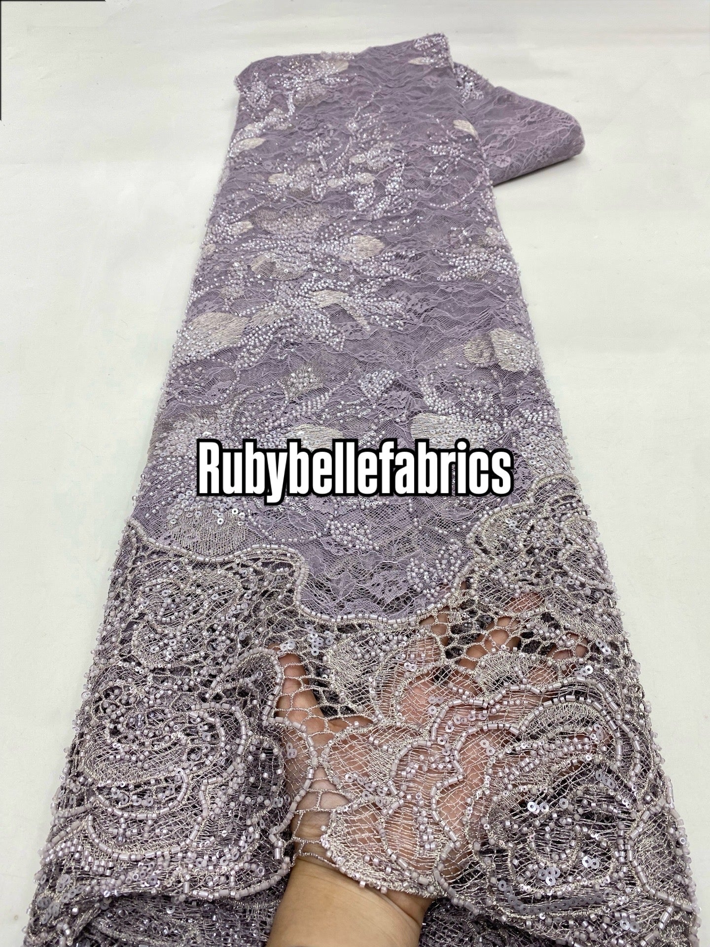 Etton Beaded Scallop Egde Lace Fabric