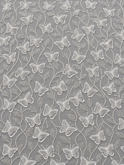 Butterfly 3D High Quality Fabric - White